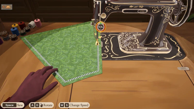 Dressmaker sewing machine with seam guide and Space, A/D and W/S keyboard prompts